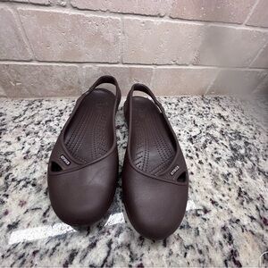 CROCS Brown Slingback Ballerina Flats, Women’s